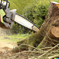 A stump grinder removing a dead tree stump in Gastonia, NC.